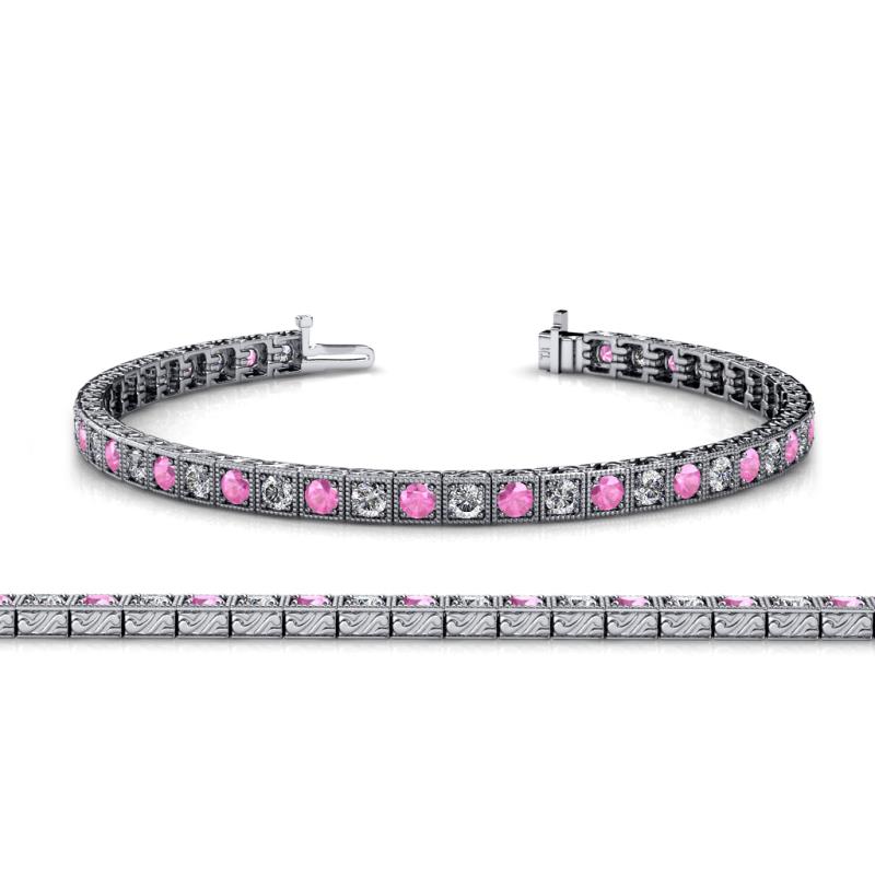 Nancie 3.30 mm Pink Sapphire and Diamond Eternity Tennis Bracelet 