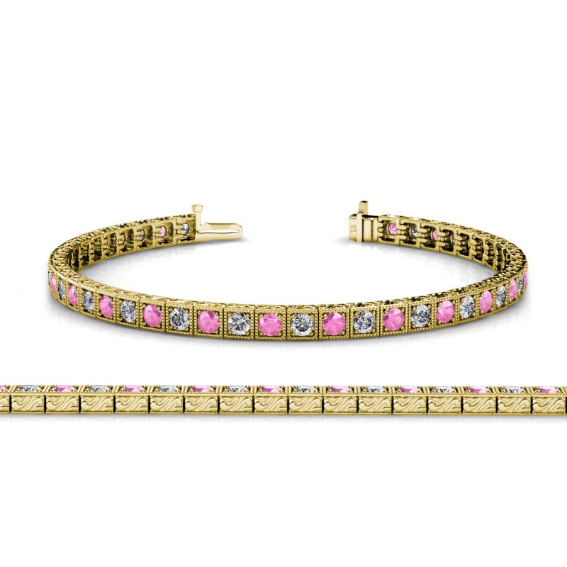 Nancie 3.30 mm Pink Sapphire and Diamond Eternity Tennis Bracelet 