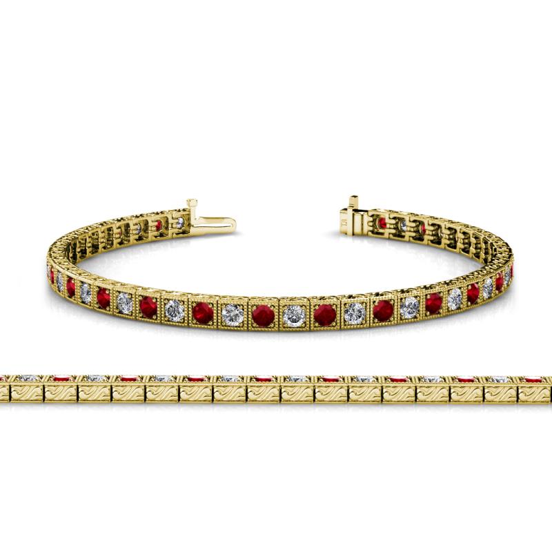 Nancie 3.30 mm Ruby and Diamond Eternity Tennis Bracelet 