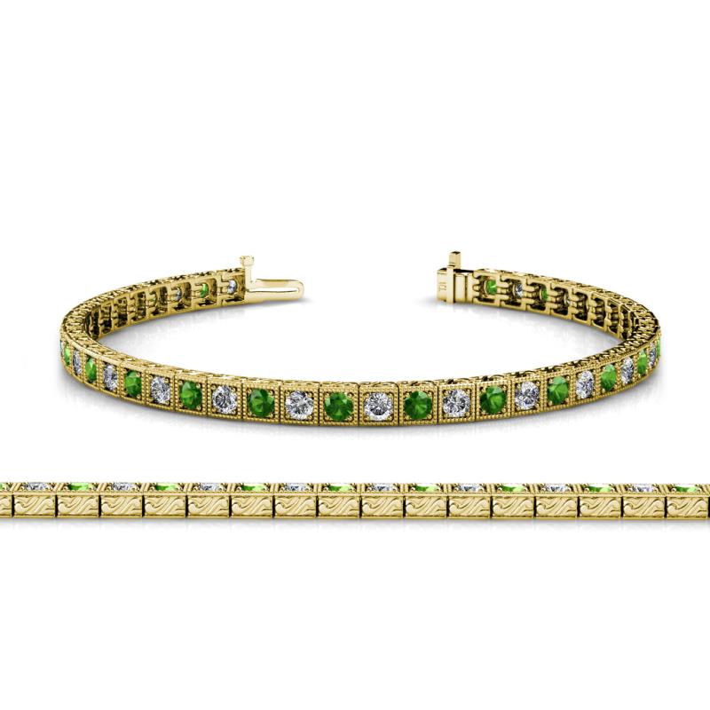 Nancie 3.30 mm Green Garnet and Diamond Eternity Tennis Bracelet 