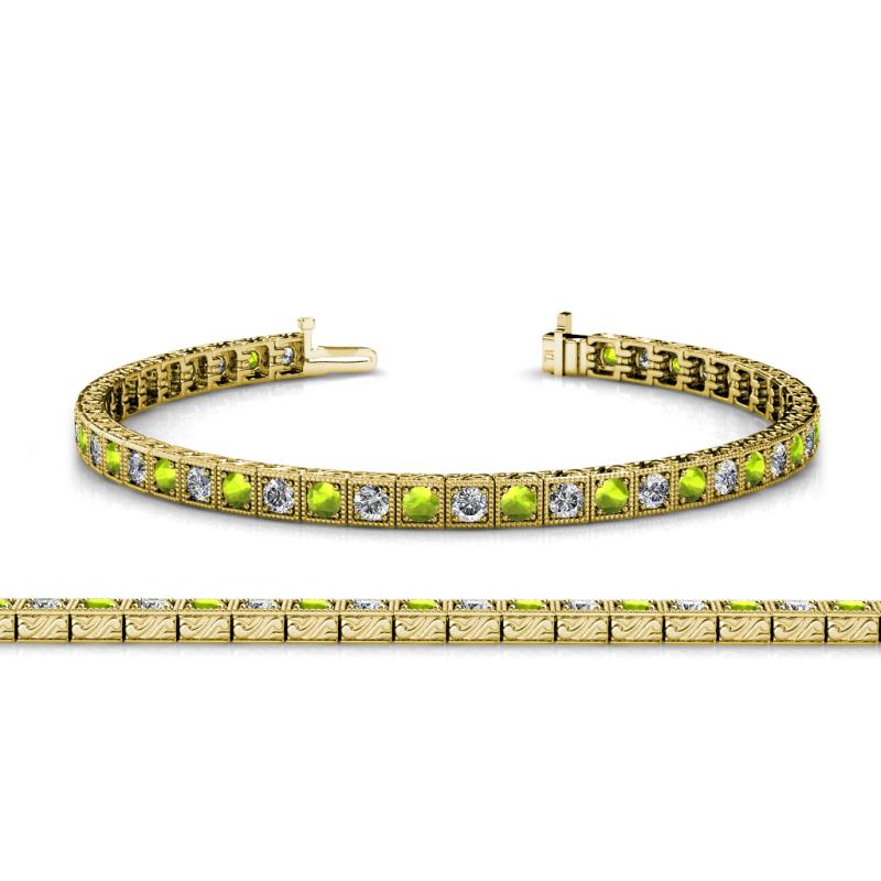 Nancie 3.30 mm Peridot and Diamond Eternity Tennis Bracelet 