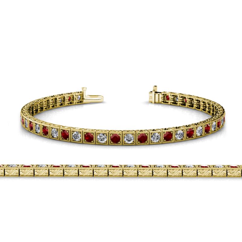 Nancie 3.30 mm Red Garnet and Diamond Eternity Tennis Bracelet 