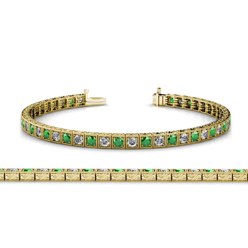 Nancie 3.30 mm Emerald and Diamond Eternity Tennis Bracelet 