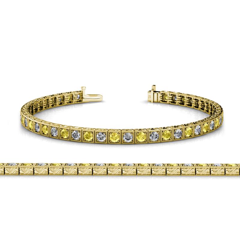 Nancie 3.30 mm Yellow Sapphire and Diamond Eternity Tennis Bracelet 