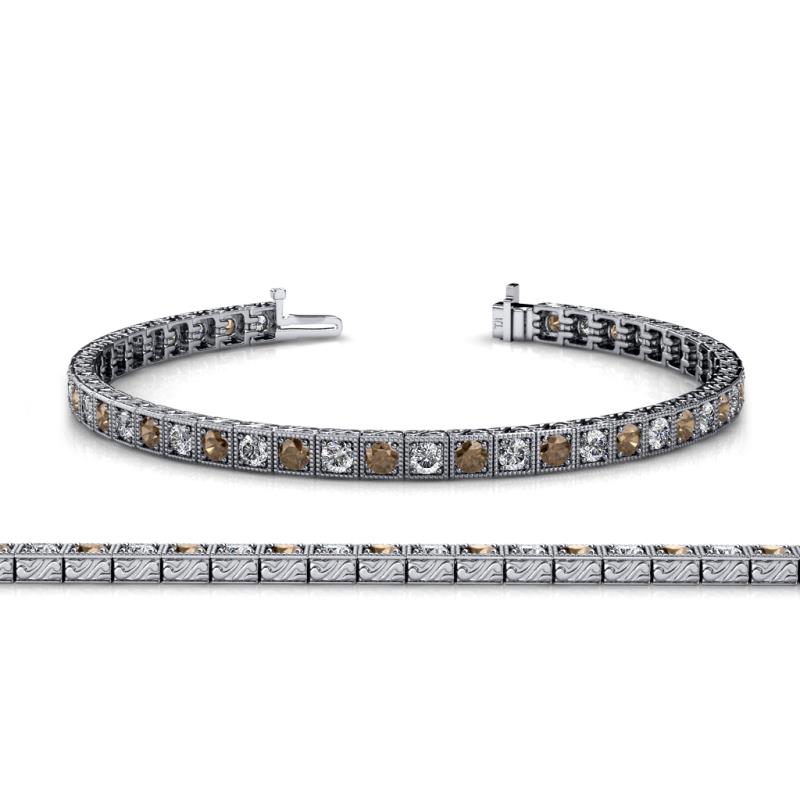 Nancie 3.30 mm Smoky Quartz and Diamond Eternity Tennis Bracelet 
