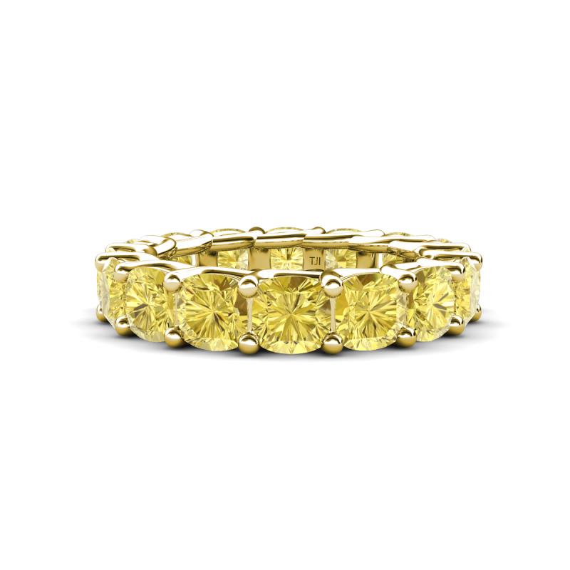 Luna 7.04 ctw (4.00 mm) Cushion Shape Lab Created Yellow Sapphire U Prong Eternity Band 