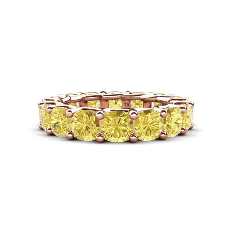 Luna 7.04 ctw (4.00 mm) Cushion Shape Lab Created Yellow Sapphire U Prong Eternity Band 
