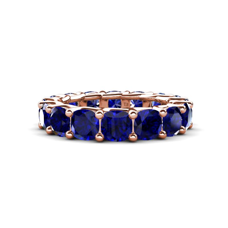 Luna 7.04 ctw (4.00 mm) Cushion Shape Lab Created Blue Sapphire U Prong Eternity Band 