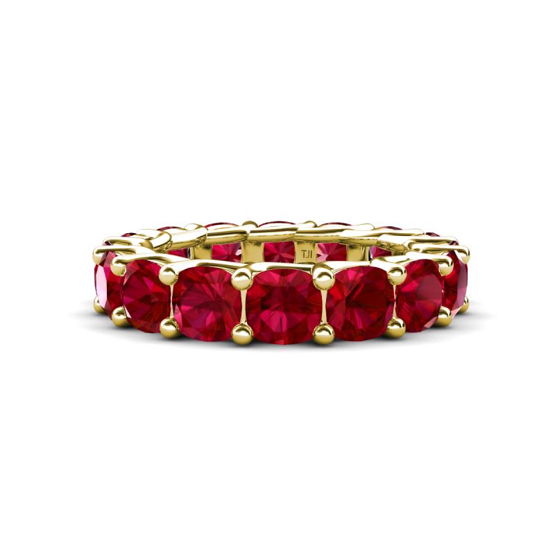 Luna 7.04 ctw (4.00 mm) Cushion Shape Lab Created Ruby U Prong Eternity Band 