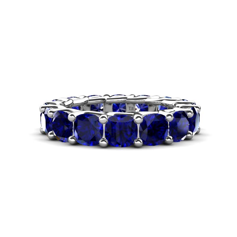 Luna 7.04 ctw (4.00 mm) Cushion Shape Lab Created Blue Sapphire U Prong Eternity Band 