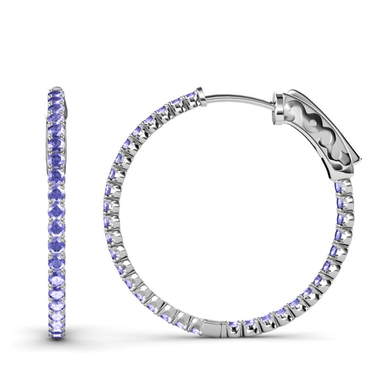Melissa 2.70 ctw (2.30 mm) Inside Outside Round Tanzanite Eternity Hoop Earrings 