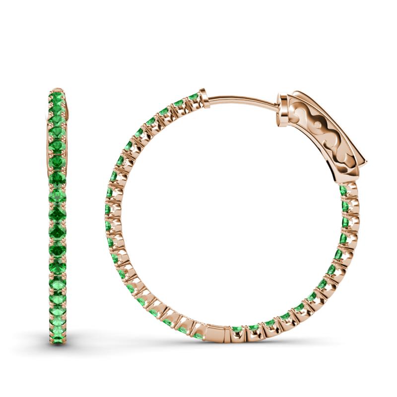Melissa 3.15 ctw (2.30 mm) Inside Outside Round Green Garnet Eternity Hoop Earrings 