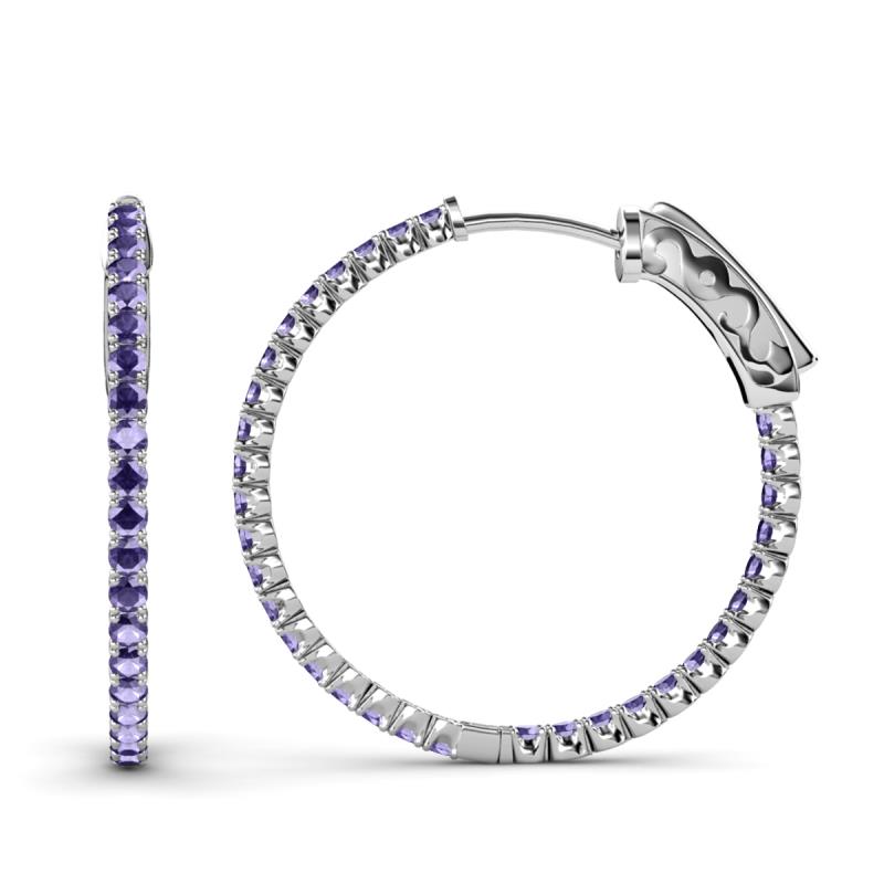 Melissa 1.80 ctw (2.30 mm) Inside Outside Round Iolite Eternity Hoop Earrings 