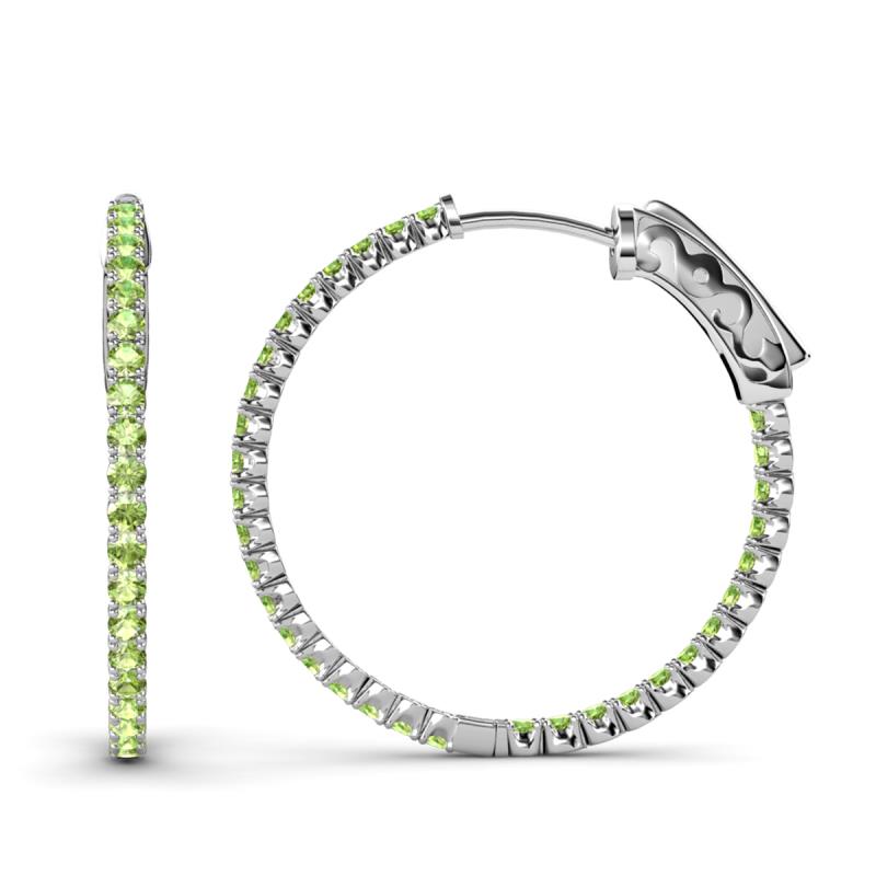 Melissa 3.00 ctw (2.30 mm) Inside Outside Round Peridot Eternity Hoop Earrings 