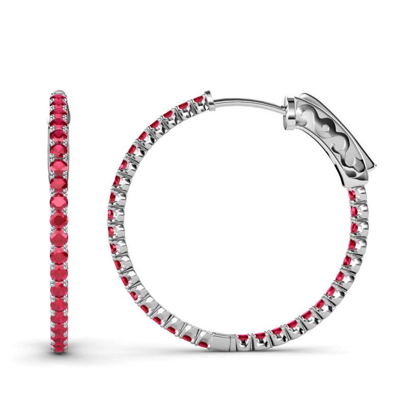 Melissa 2.84 ctw (2.30 mm) Inside Outside Round Ruby Eternity Hoop Earrings 