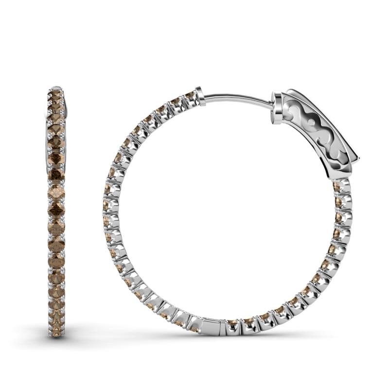 Melissa 2.70 ctw (2.30 mm) Inside Outside Round Smoky Quartz Eternity Hoop Earrings 