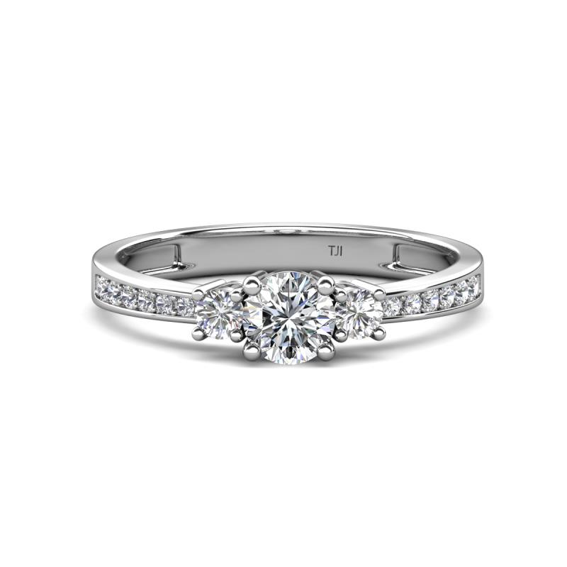 Aniyah 0.72 ctw (5.00 mm) Classic Three Stone Round Lab Grown Diamond and White Sapphire Engagement Ring 