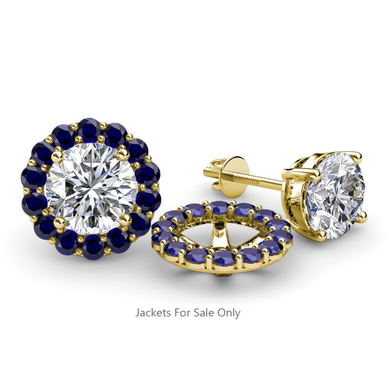 Serena 0.88 ctw (2.00 mm) Round Blue Sapphire Jackets Earrings 