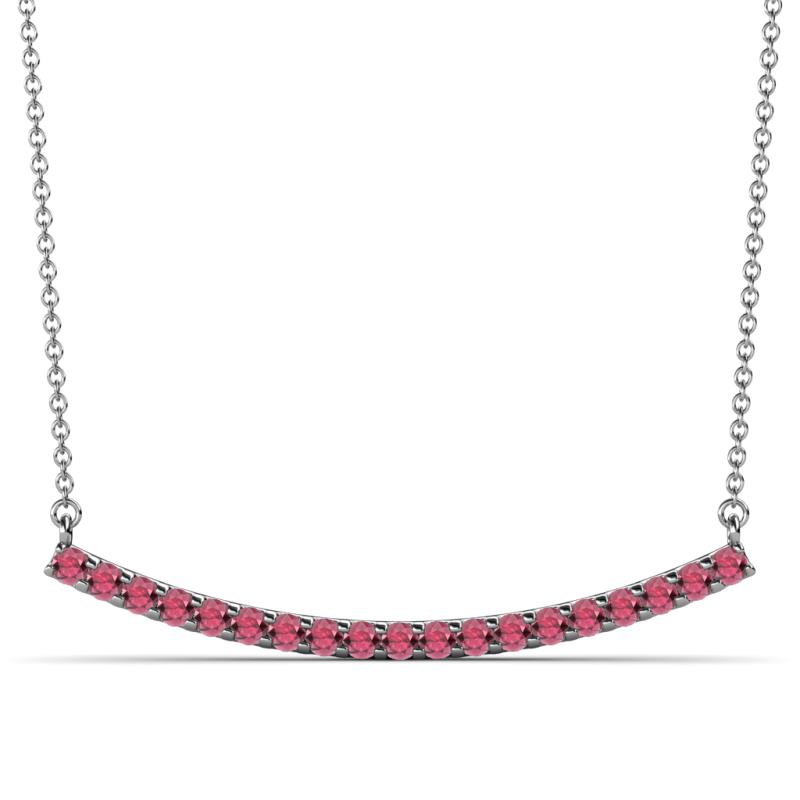 Nancy 2.00 mm Round Rhodolite Garnet Curved Bar Pendant Necklace 