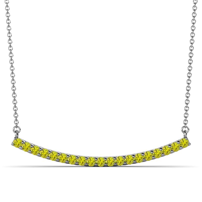 Nancy 2.00 mm Round Yellow Diamond Curved Bar Pendant Necklace 