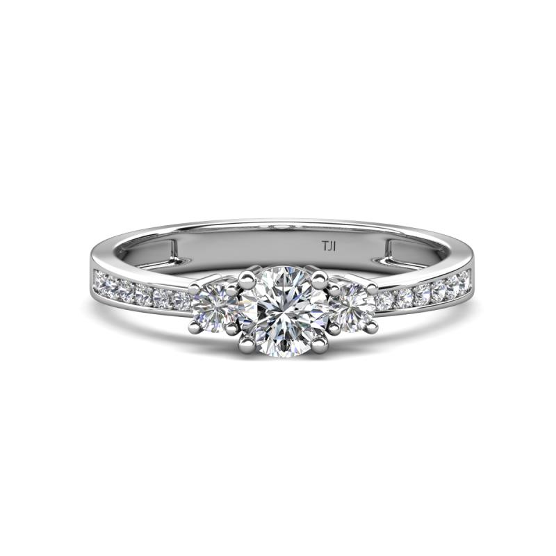 Aniyah 0.71 ctw (5.00 mm) Classic Three Stone Round Natural Diamond and Lab Grown Diamond Engagement Ring 