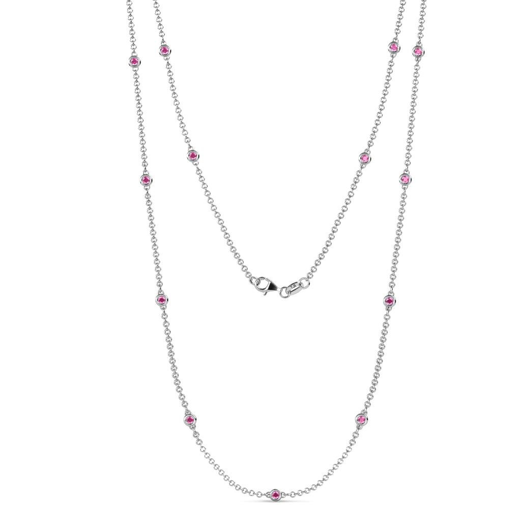 Lien (13 Stn/2.3mm) Pink Sapphire on Cable Necklace 
