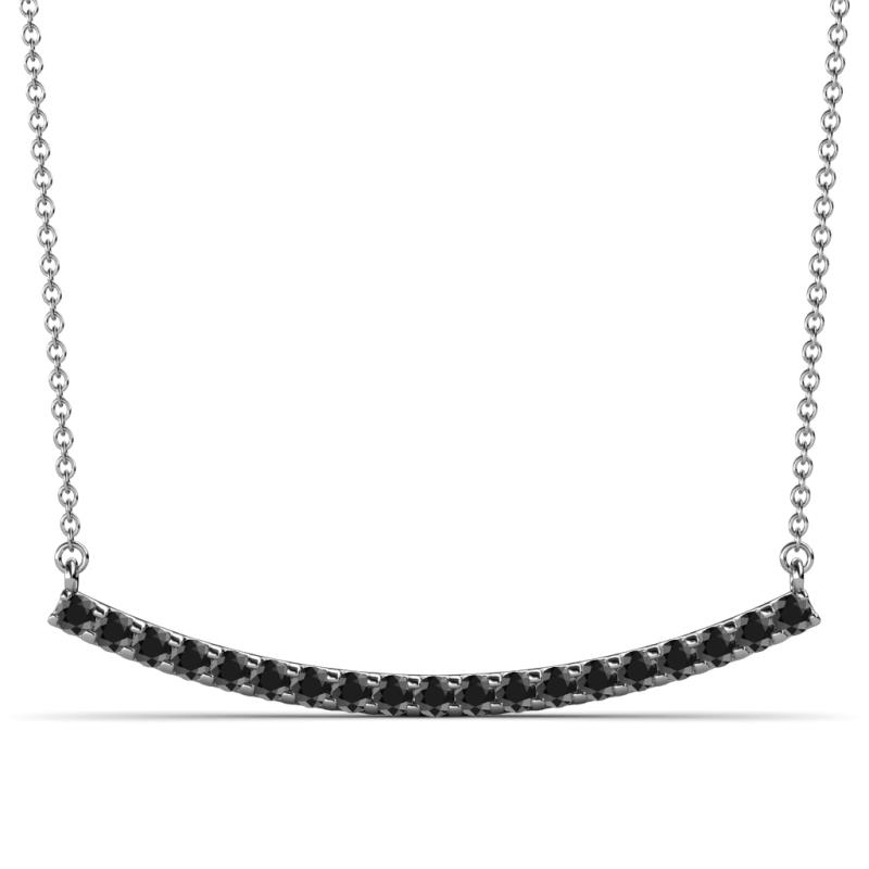 Nancy 2.40 mm Round Black Diamond Curved Bar Pendant Necklace 