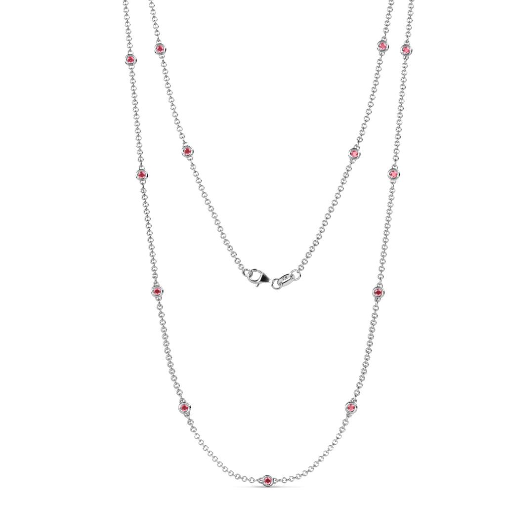 Lien (13 Stn/2.3mm) Pink Tourmaline on Cable Necklace 