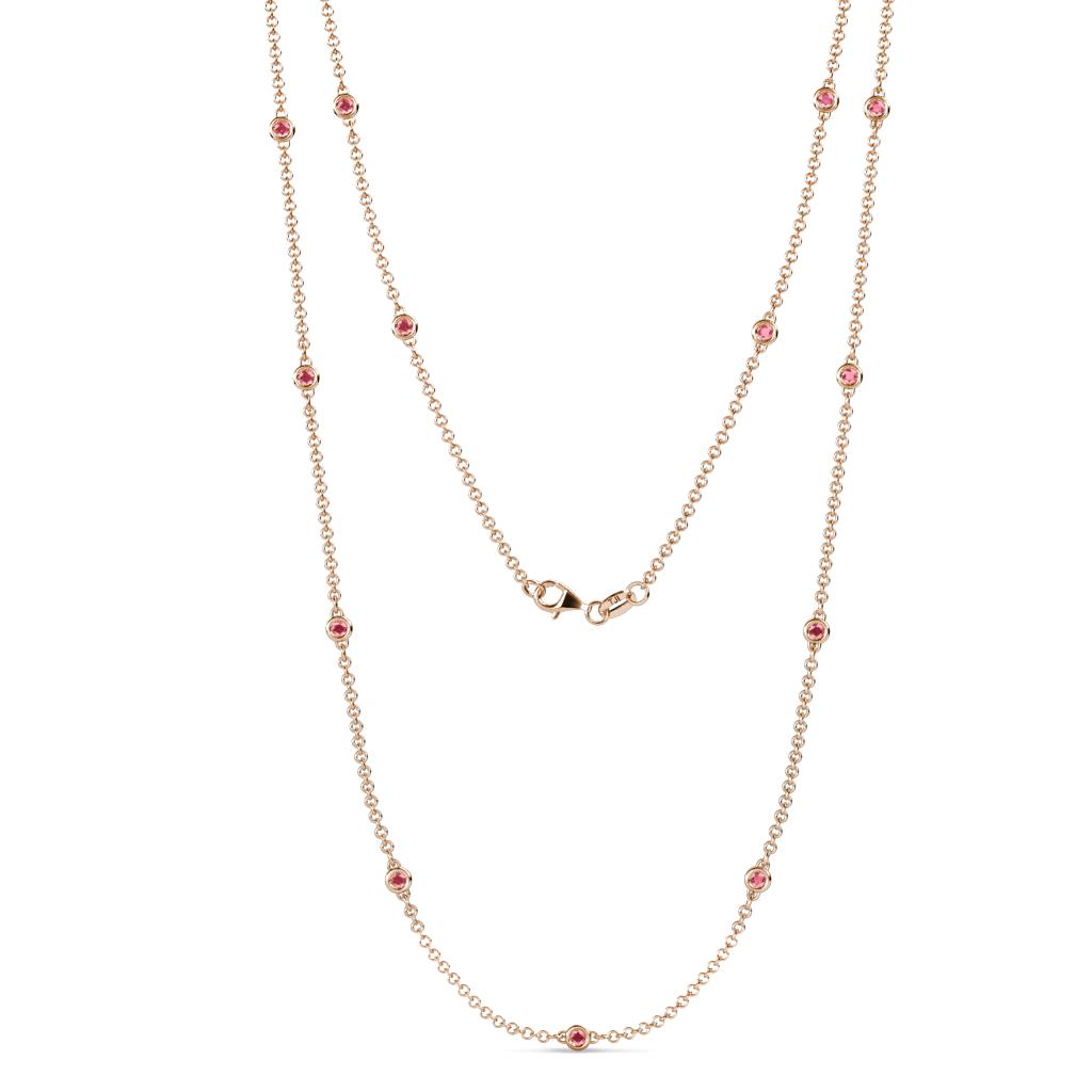 Lien (13 Stn/2.3mm) Pink Tourmaline on Cable Necklace 