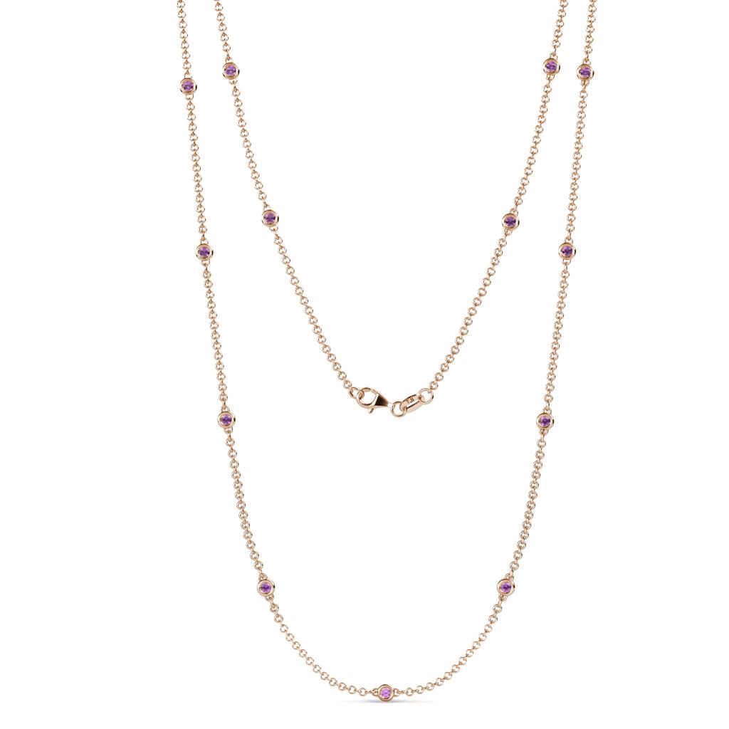 Lien (13 Stn/2.3mm) Amethyst on Cable Necklace 
