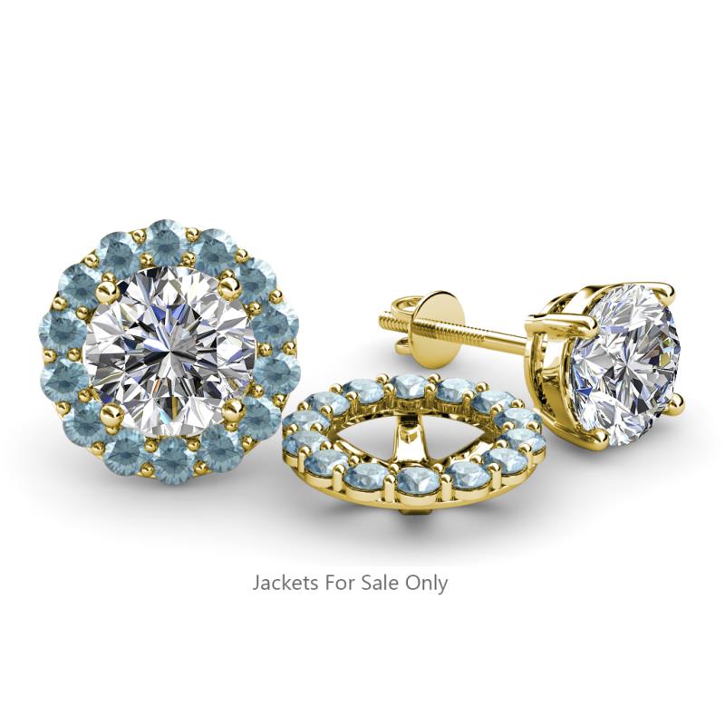 Serena 0.62 ctw (2.00 mm) Round Aquamarine Jackets Earrings 