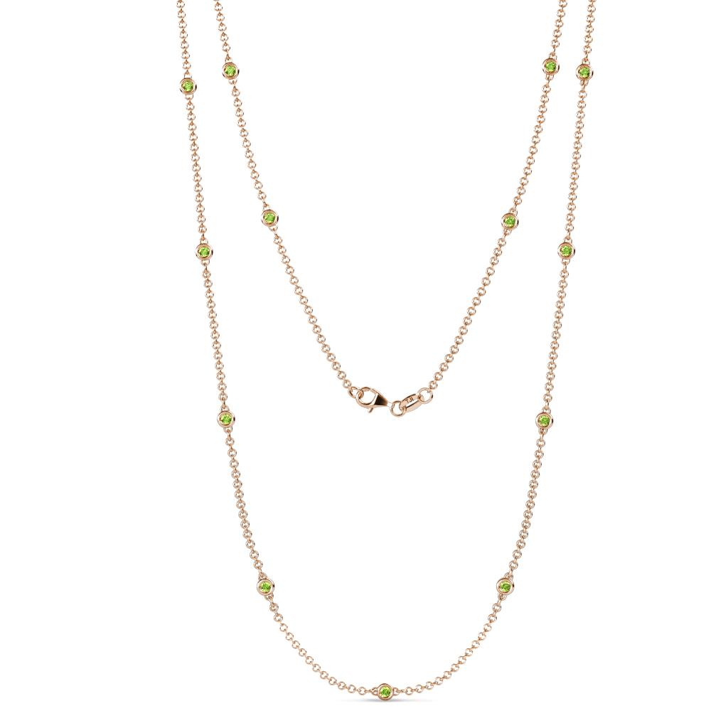 Lien (13 Stn/2.3mm) Peridot on Cable Necklace 