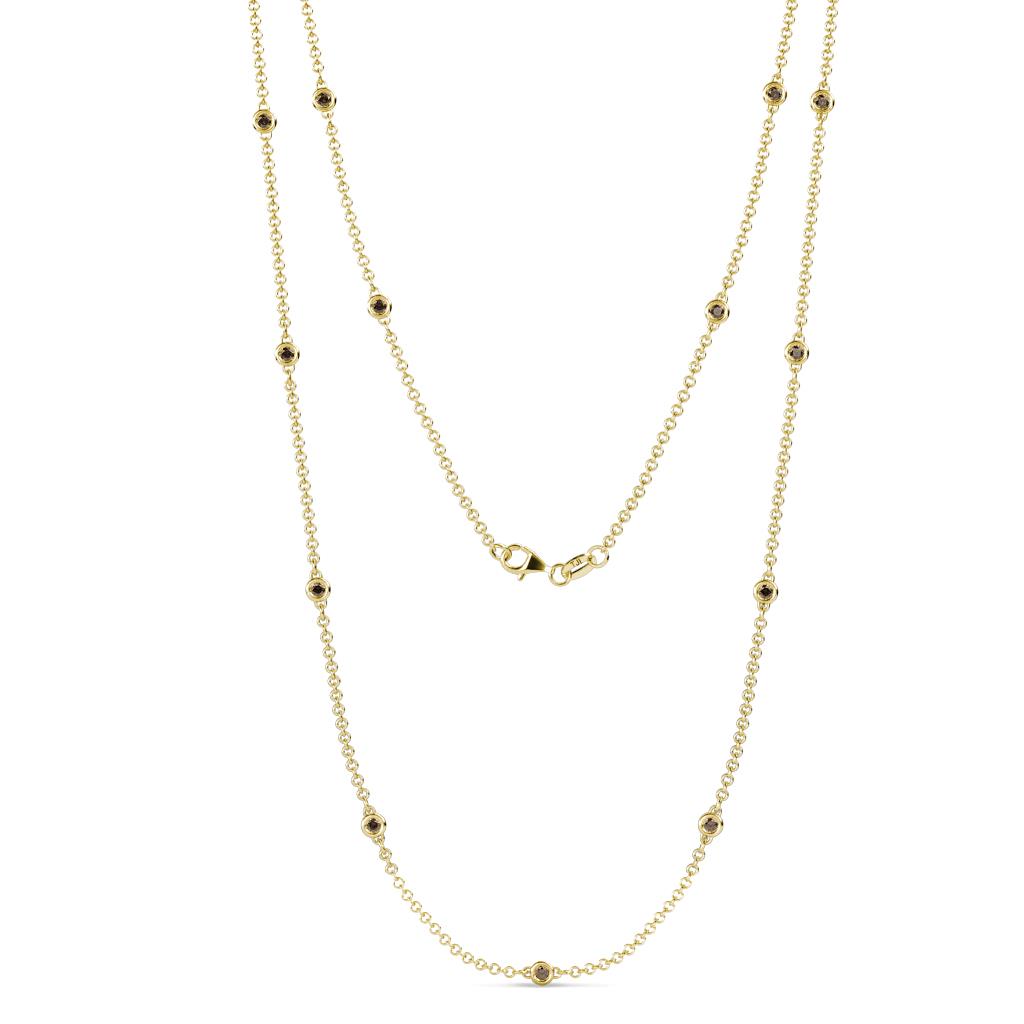 Lien (13 Stn/2.3mm) Smoky Quartz on Cable Necklace 