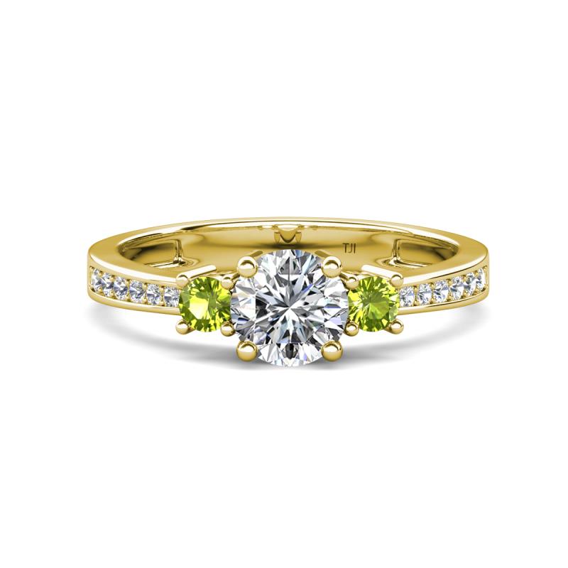 Aniyah 1.38 ctw GIA Certified Classic Three Stone Round Natural Diamond (SI/H) and Peridot Engagement Ring 
