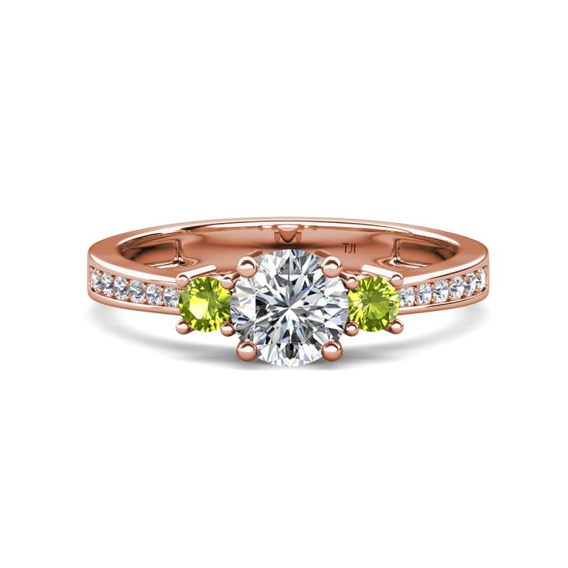 Aniyah 1.38 ctw GIA Certified Classic Three Stone Round Natural Diamond (SI/H) and Peridot Engagement Ring 