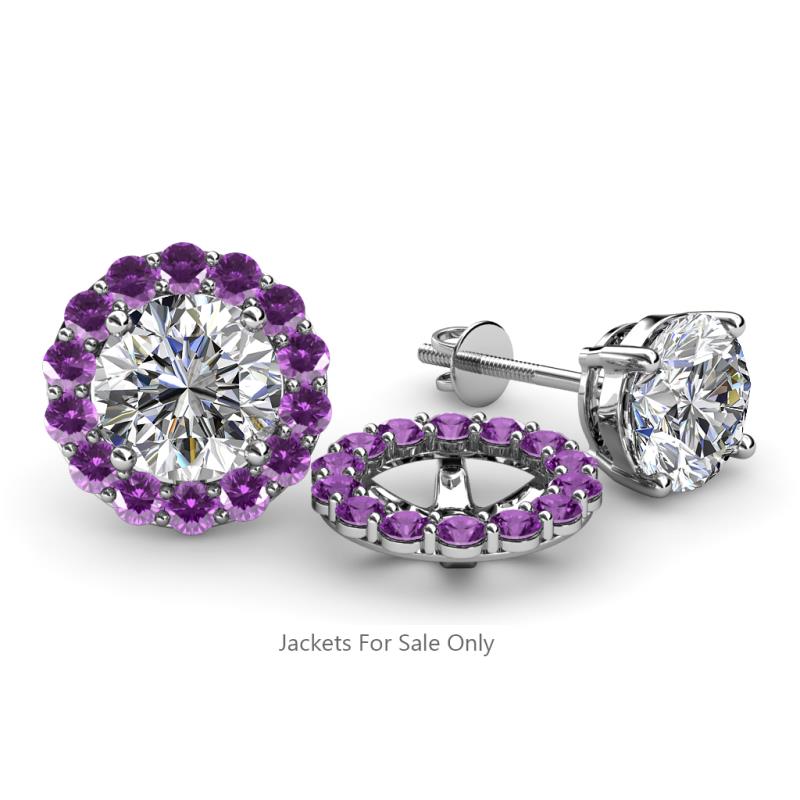 Serena ctw Round Amethyst Jackets Earrings Round Amethyst ctw Halo Jackets for Stud Earrings in K White Gold