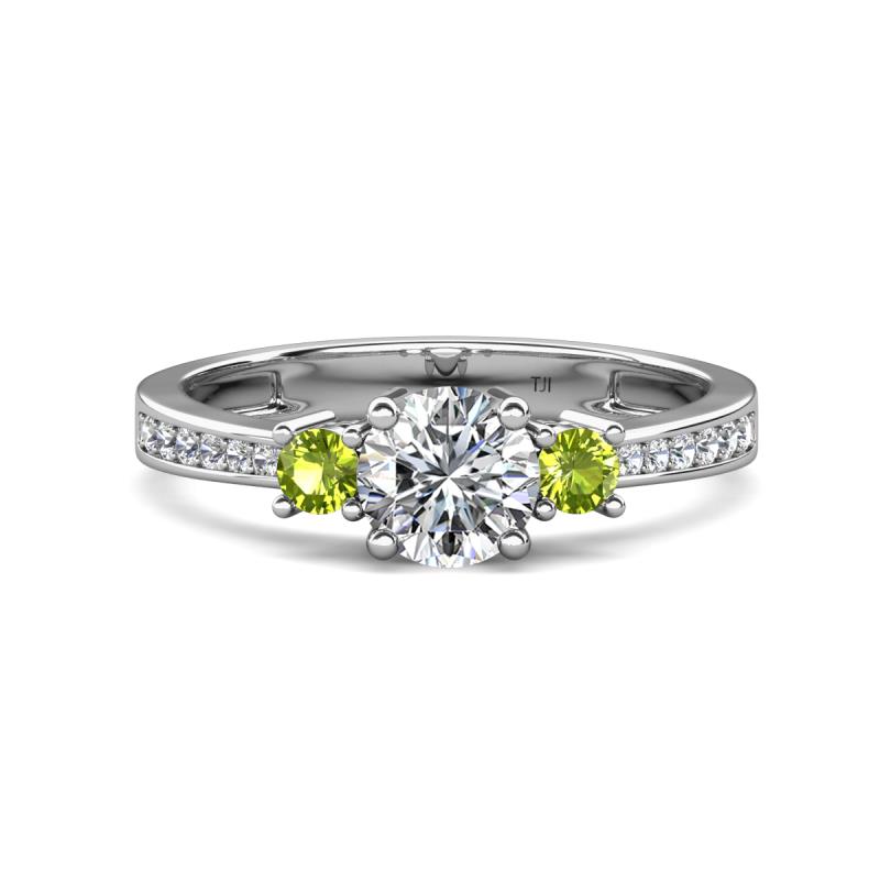 Aniyah 1.38 ctw GIA Certified Classic Three Stone Round Natural Diamond (SI/H) and Peridot Engagement Ring 