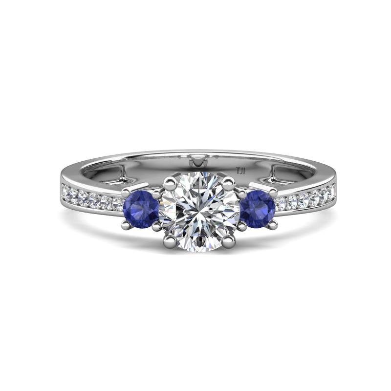 Aniyah 1.30 ctw GIA Certified Classic Three Stone Round Natural Diamond (SI/H) and Iolite Engagement Ring 