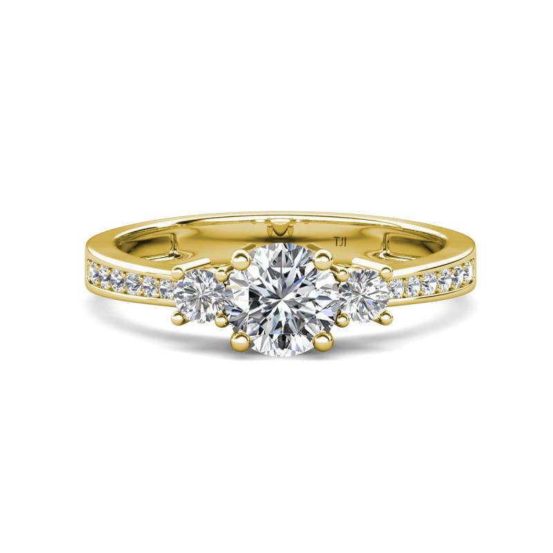 Aniyah 1.32 ctw GIA Certified Classic Three Stone Round Natural Diamond (SI/H) and Moissanite Engagement Ring 