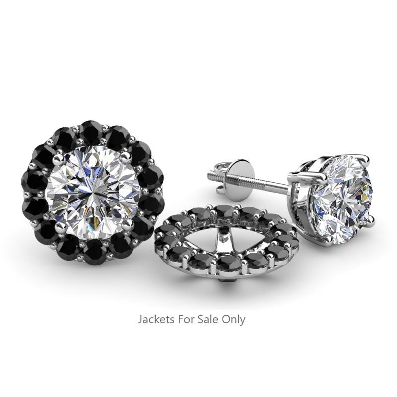 Serena 0.88 ctw (2.00 mm) Round Black Diamond Jackets Earrings 