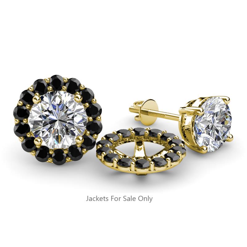 Serena 0.88 ctw (2.00 mm) Round Black Diamond Jackets Earrings 
