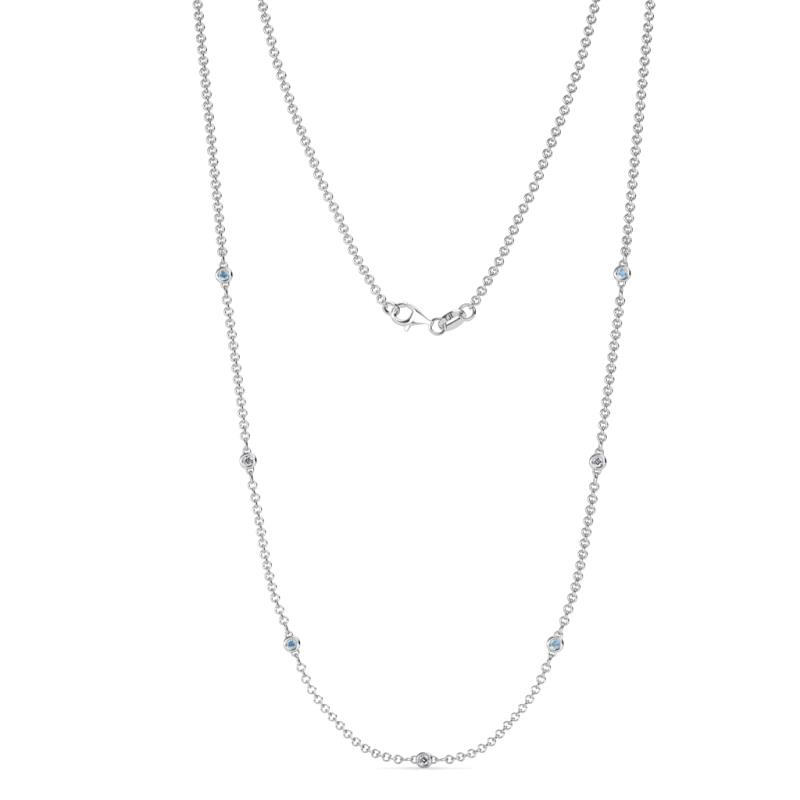 Salina (7 Stn/1.9mm) Aquamarine and Diamond on Cable Necklace 
