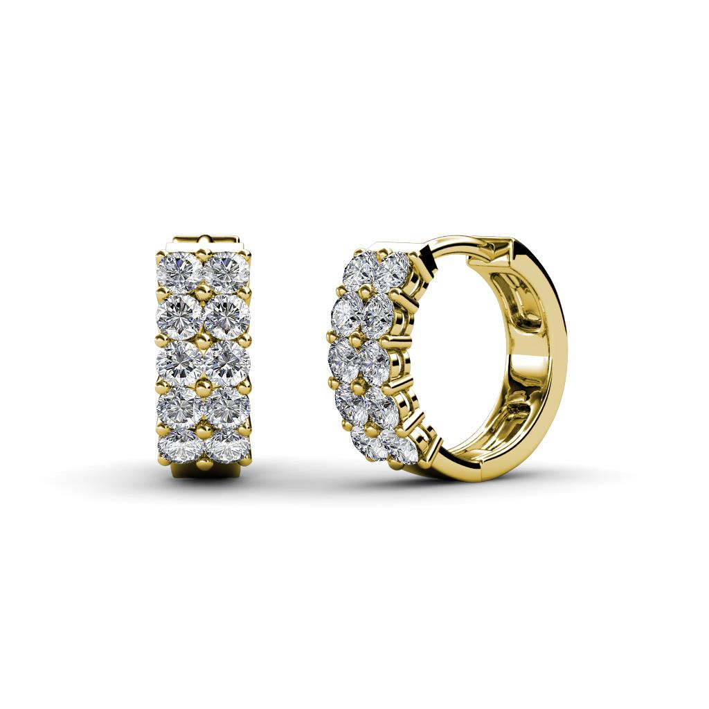 Candice 2.00 mm Petite Diamond Double Row Hoop Earrings 