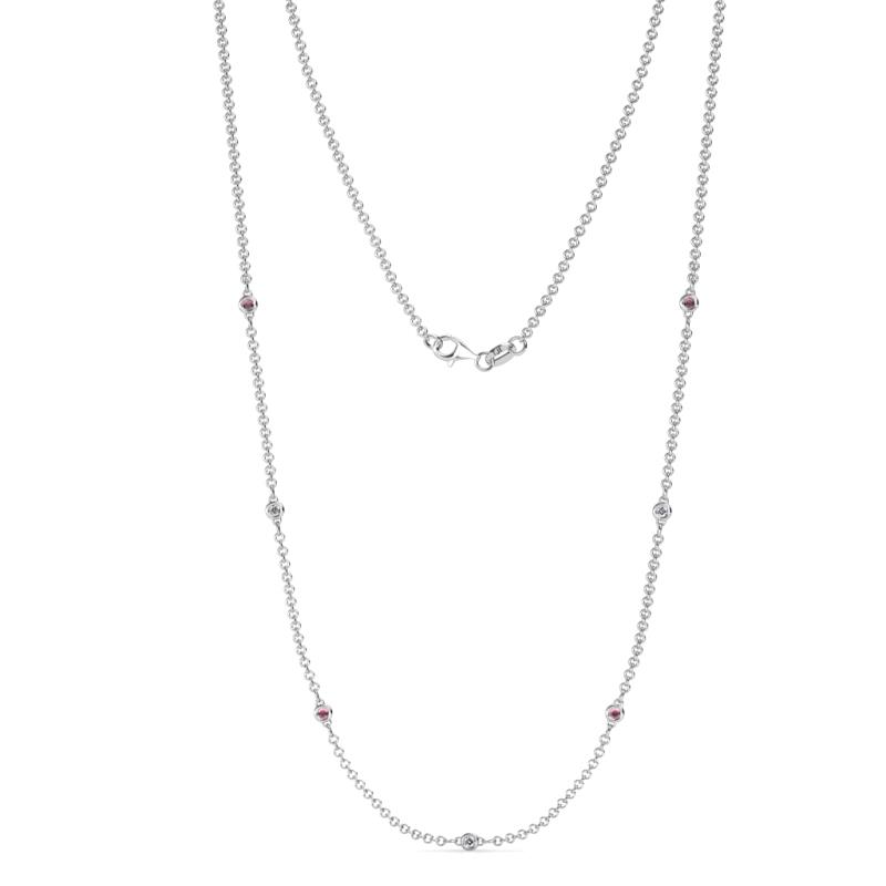 Salina (7 Stn/1.9mm) Rhodolite Garnet and Diamond on Cable Necklace 