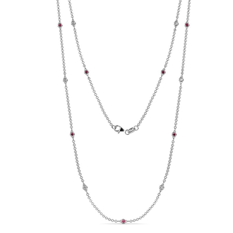Lien (13 Stn/1.9mm) Ruby and Diamond on Cable Necklace 