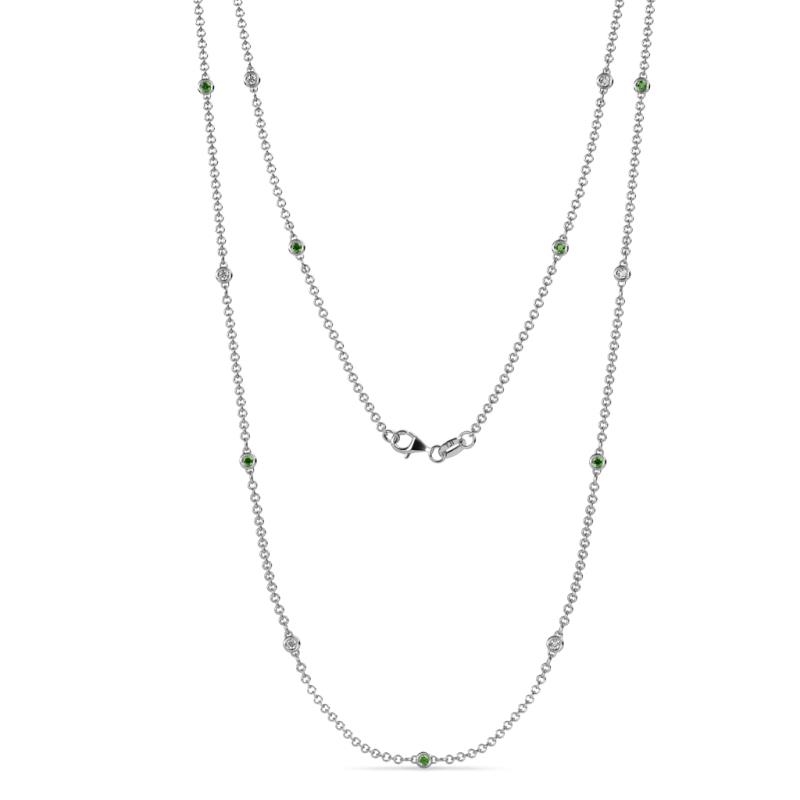 Lien (13 Stn/1.9mm) Green Garnet and Diamond on Cable Necklace 