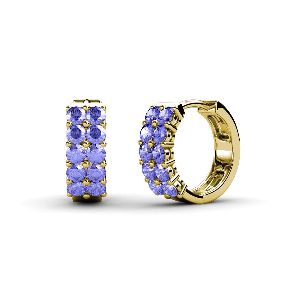 Candice 2.00 mm Petite Tanzanite Double Row Hoop Earrings 