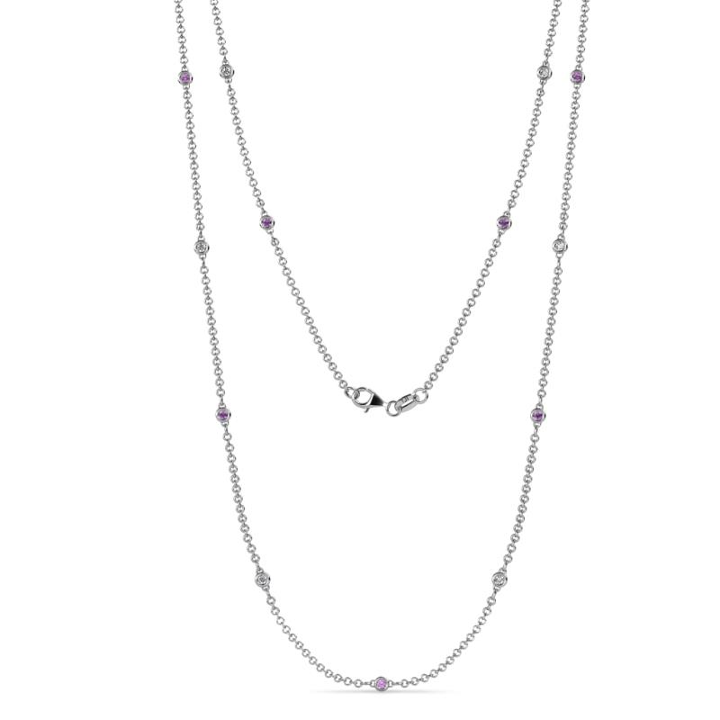 Lien (13 Stn/1.9mm) Amethyst and Diamond on Cable Necklace 