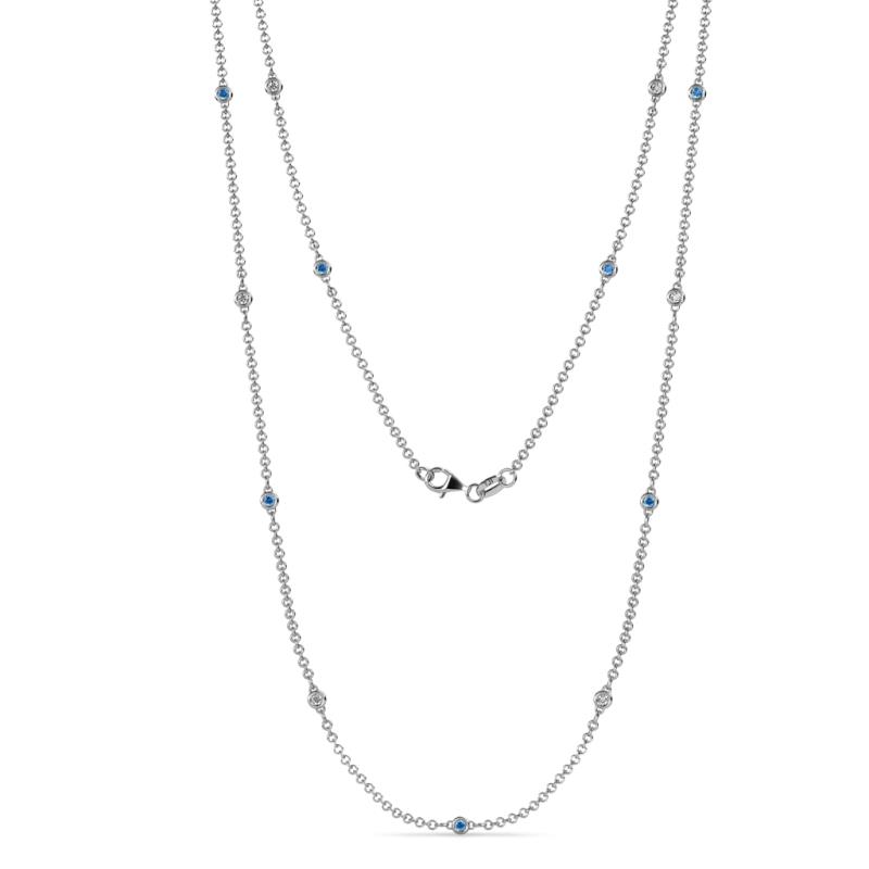 Lien (13 Stn/1.9mm) Blue Topaz and Diamond on Cable Necklace 