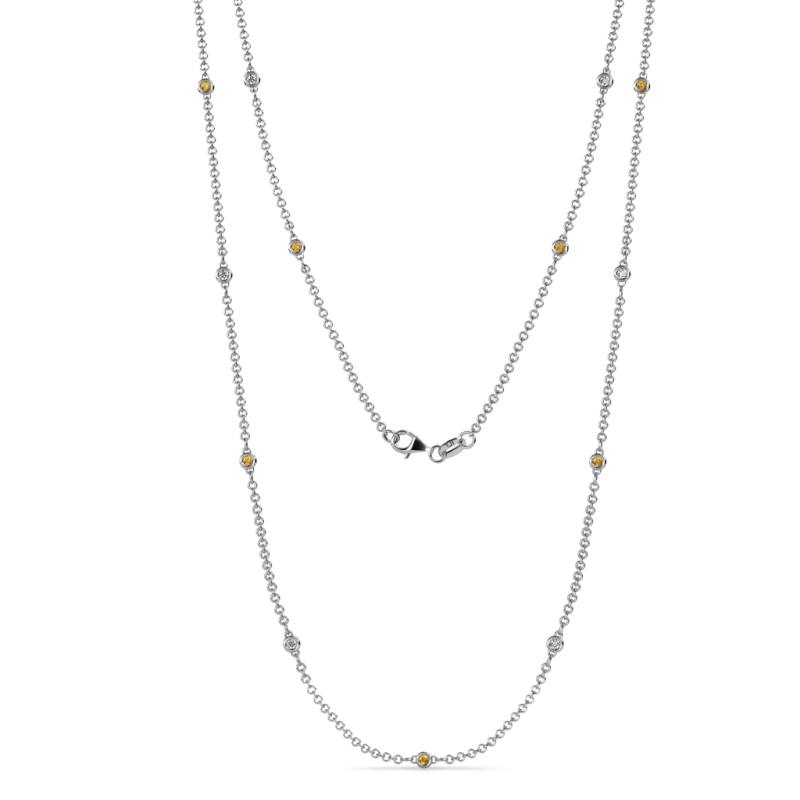 Lien (13 Stn/1.9mm) Citrine and Diamond on Cable Necklace 